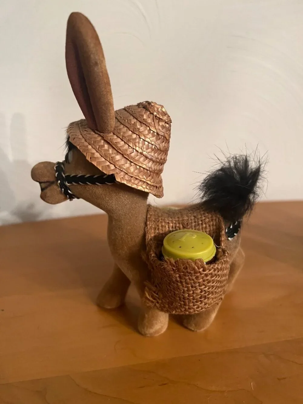 Vintage Flocked Donkey Salt And Pepper Shakers